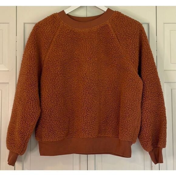 Old Navy burnt orange Sherpa crewneck sweater small - Picture 8 of 9